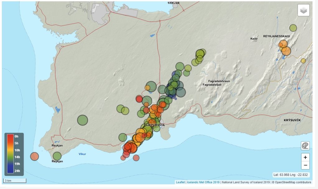 Figura 1 -Localizzazione epicentrale dei terremoti degli ultimi giorni (fonte: IMO) (https://x.com/Vedurstofan/status/1723315864047321272?s=20 )