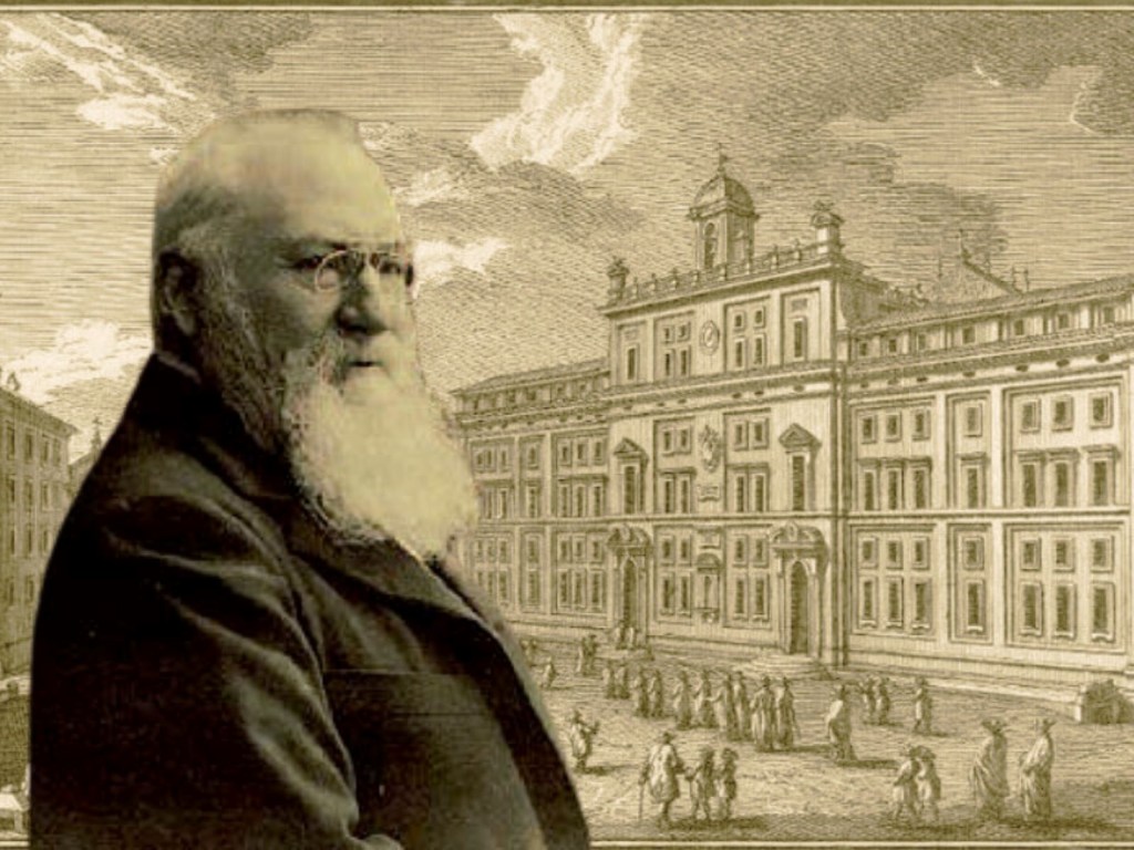 Pietro Blaserna, sullo sfondo il Collegio Romano