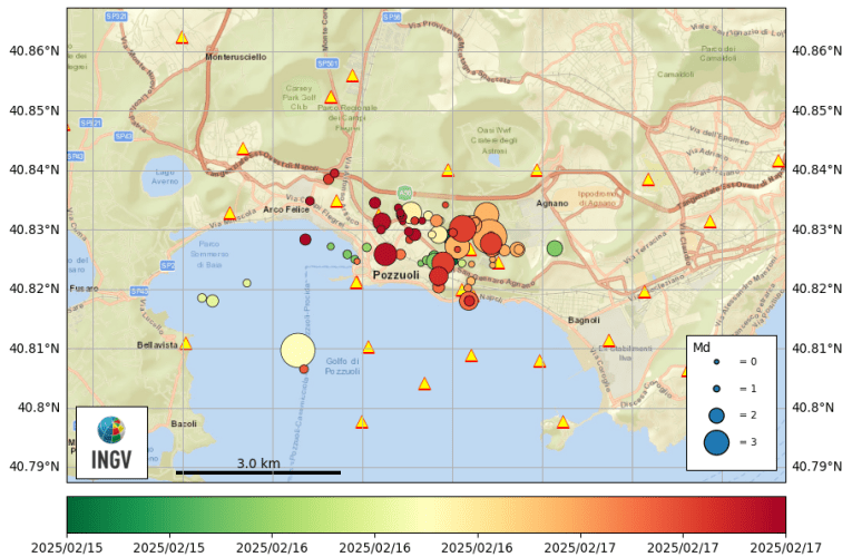 Sciame sismico ai Campi Flegrei: comunicato di aggiornamento n. 9 del 17 febbraio 2025, ore 14.08