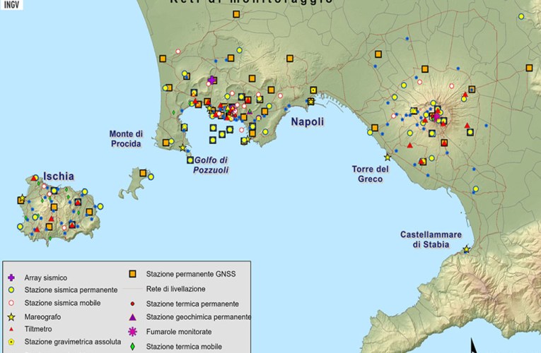 Mappa del Sistema di Monitoraggio multiparametrico INGV-OV dei vulcani campani