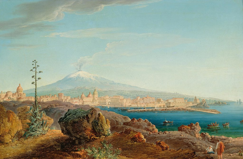 Figura - 1 Letterio Subba, La baia di Catania con il monte Etna sullo sfondo, 1834, olio su tela